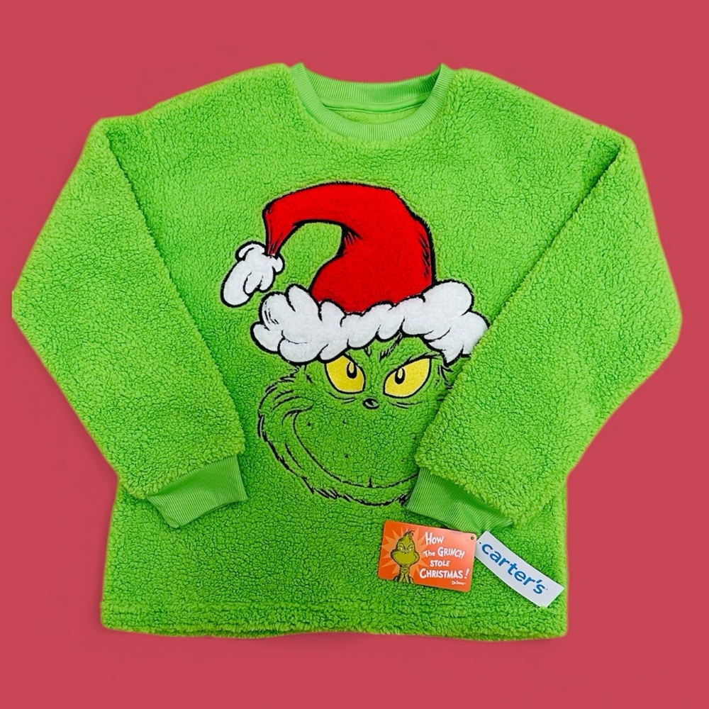 Carter's Bright Green Grinch Fleece Pullover size M